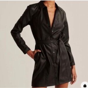 Abercrombie & Fitch Faux Leather Tie Waist Dress